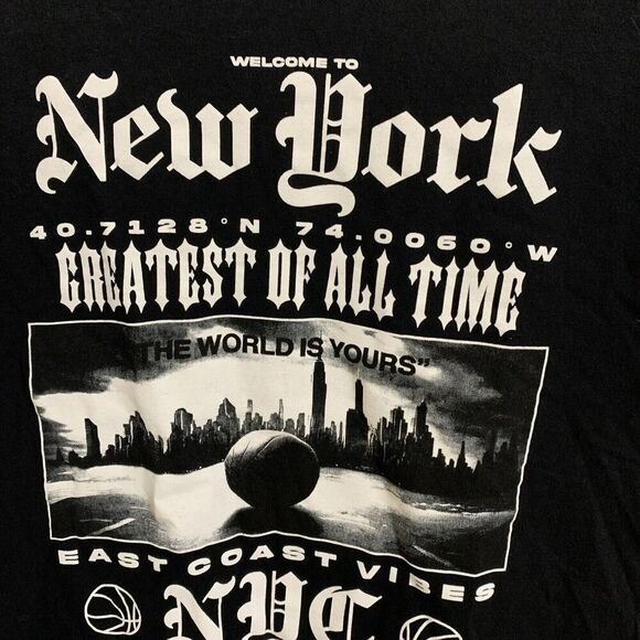 New York Graphic Print Shirt Men’s Medium Black East Coast Basketball NYC - Picture 2 of 6
